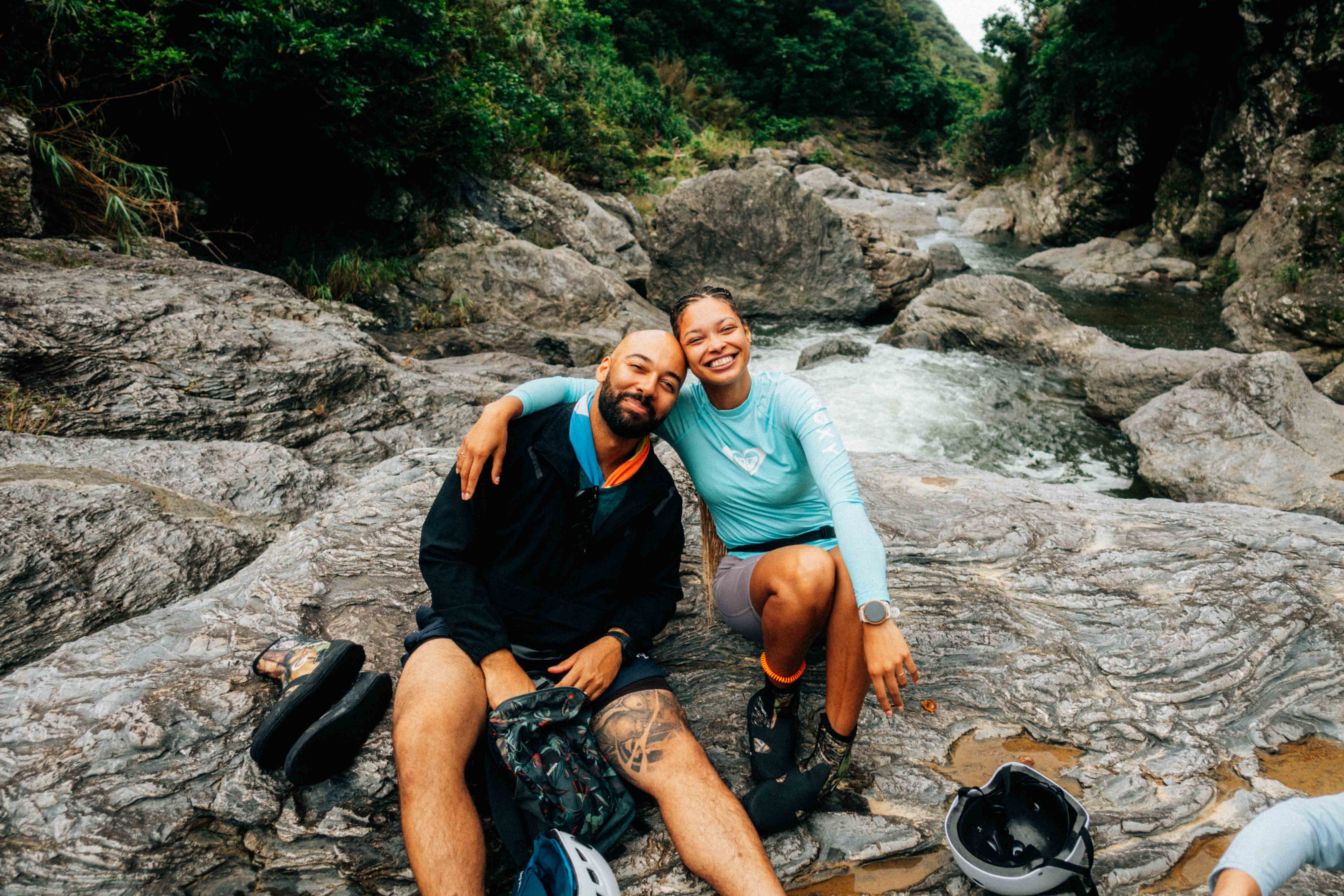 Couple on Jungle River Trek Tour in Okinawa